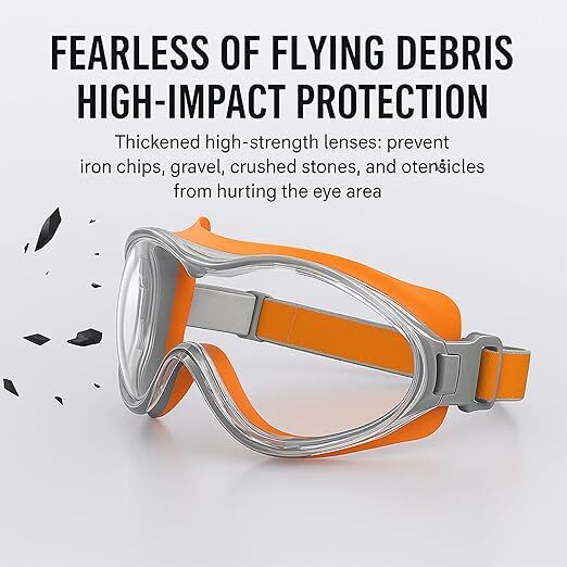 Christmas gifts Anti-Fog Safety Goggles, Outdoor Wind & Dust Protection, Clear Vision Lab & Work Goggles for Aussies(orange)