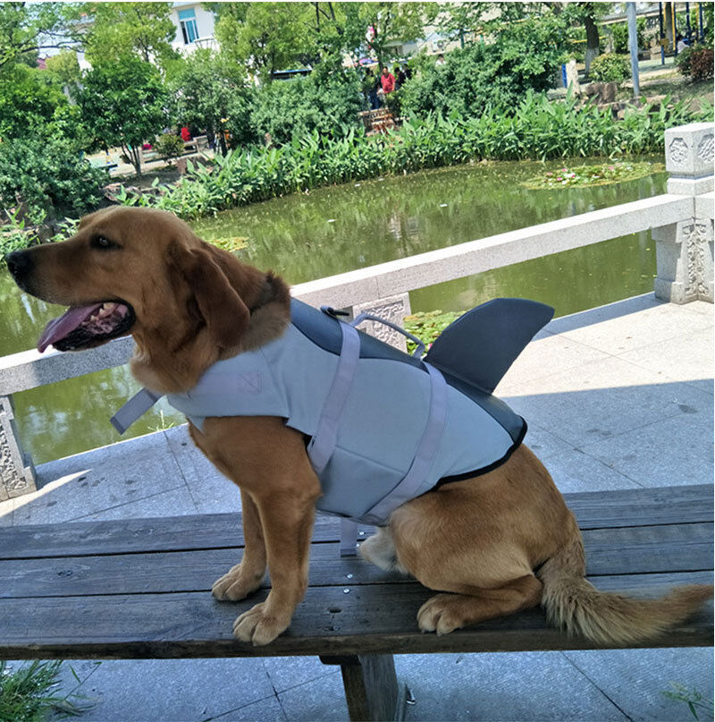 Pet products Dog Life Jacket, Cute Shark Dog Life Vest for Swimming Boating with Superior Buoyancy and Rescue Handle, Adjustable Puppy Floating Swim Vest for Small Medium Large Dogs(S)