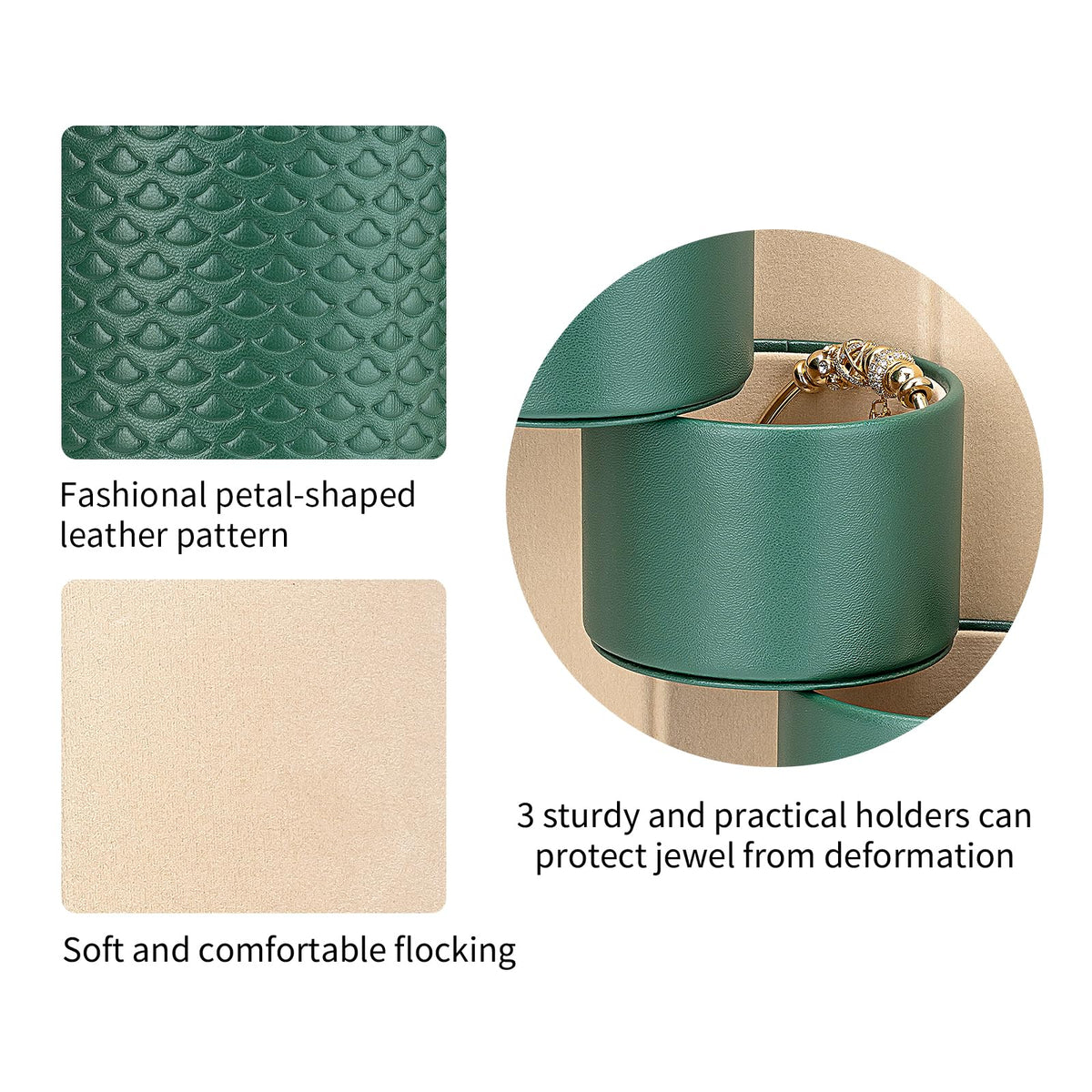 Green Travel Jewelry Case: 3-Layer PU Cylinder Organizer for Necklaces, Earrings, Gifts for Travelers & Jewelry Lovers