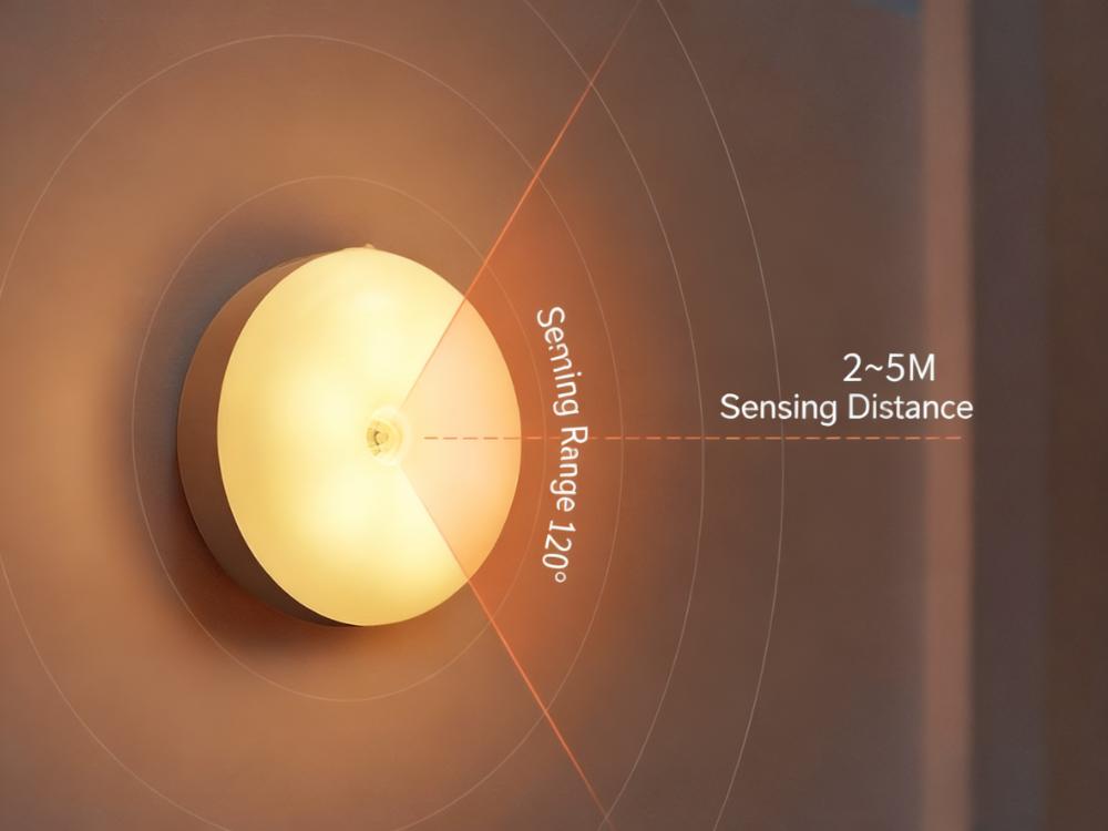 Motion Sensor LED Night Light, 86mm Diameter Smart Induction Lamp with USB Charging & Magnetic Mount, Long-Lasting Battery