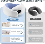 Travel Pillows for Airplanes,Memory Foam Neck Pillow for Traveling,Smooth & Cooling Fabric Plane Pillow for Long Flight,Ideal for Travels,Airplanes,Offices,Cars (Gray, Standard-Broad Fit)