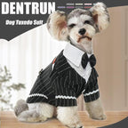 pet products Dog Cat Tuxedo Suit with Bow Tie - Formal Black & White Striped Pet Costume Shirt, Elegant Wedding Outfit Birthday Party Attire for Maltese Dachshund Yorkie Puppies Shih Tzu Small Medium Dogs and cats
