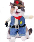 pet products Small Dog Cowboy Costume with Hat 2pcs Funny Halloween Chucky Costumes Cool West Cowboy Uniform Puppy Denim Overalls Western Cosplay Sheriff Outfits Cat Apparel