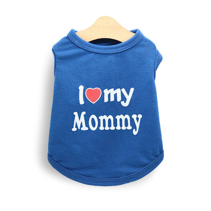 Pet products 4-Piece Pet Vest Set for Summer - Includes 4 Versatile Vests with I ❤️ my Mommy Message, Lightweight Breathable Fabric Perfect for Dogs and Cats in Warm Weather（M）