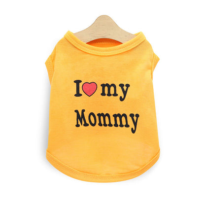 Pet products 4-Piece Pet Vest Set for Summer - Includes 4 Versatile Vests with I ❤️ my Mommy Message, Lightweight Breathable Fabric Perfect for Dogs and Cats in Warm Weather（XS）