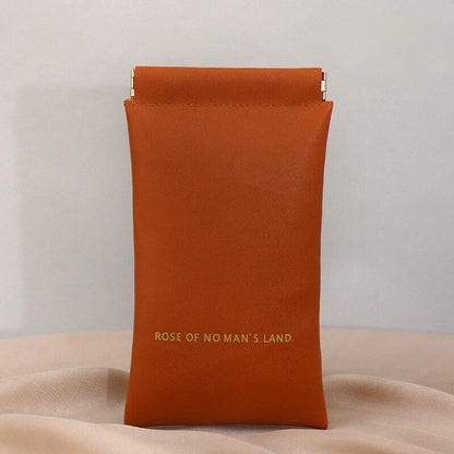 Christmas gift Premium Leather Eyeglass Case with Spring Closure - Multiple Color Options - Refined Craftsmanship（apricot）