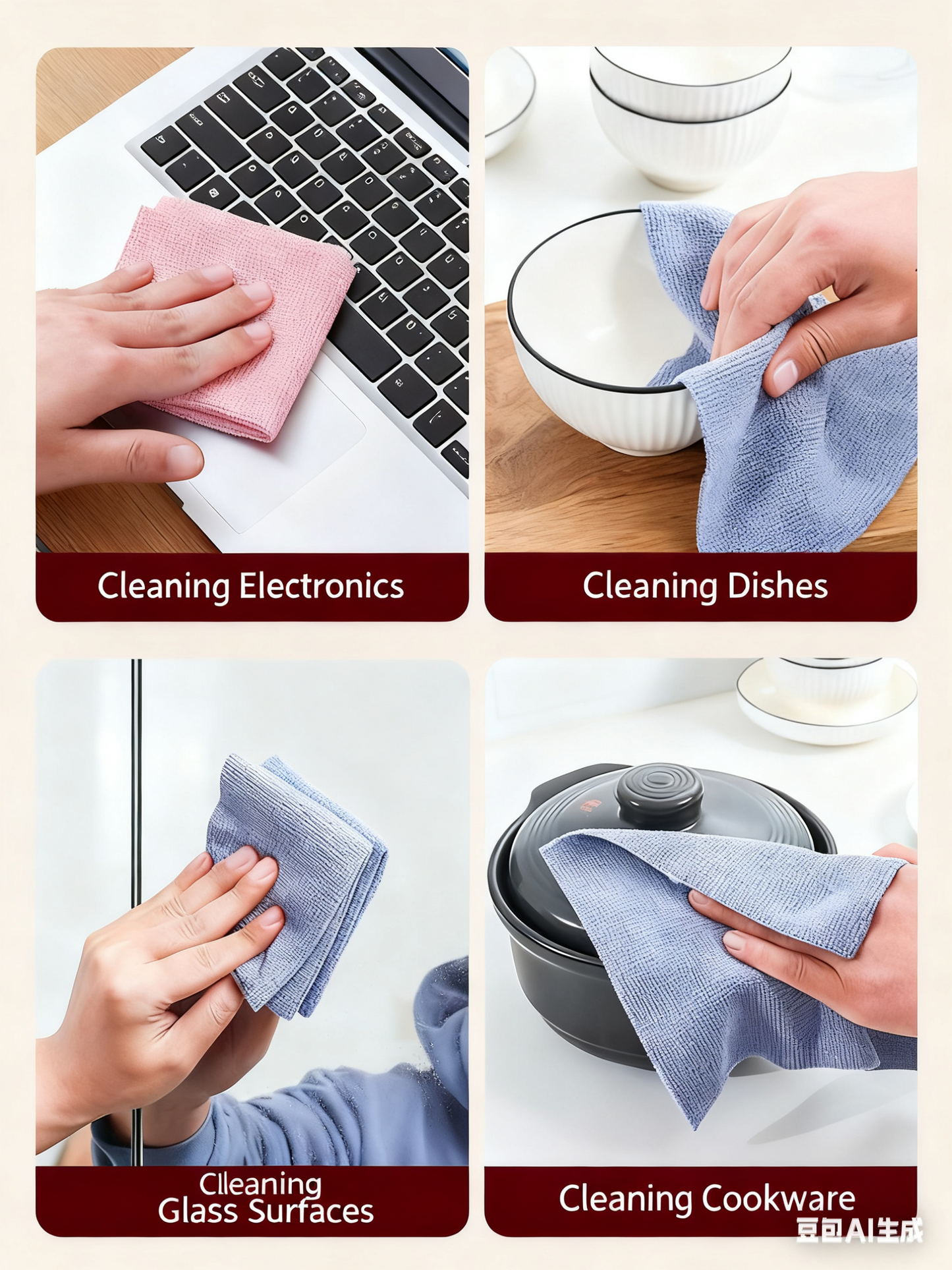 Christmas gift 50-Piece 25x25cm Polycotton Cleaning Cloth Roll, Reusable Dual-Use Dish & Surface Wipes for Home & Kitchen（blue）