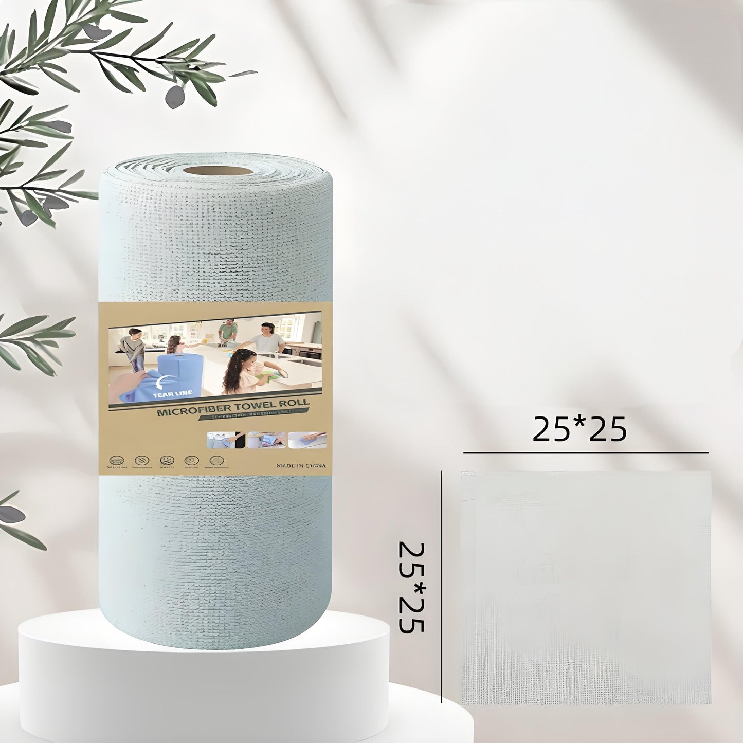 Christmas gift 50-Piece 25x25cm Polycotton Cleaning Cloth Roll, Reusable Dual-Use Dish & Surface Wipes for Home & Kitchen（green）