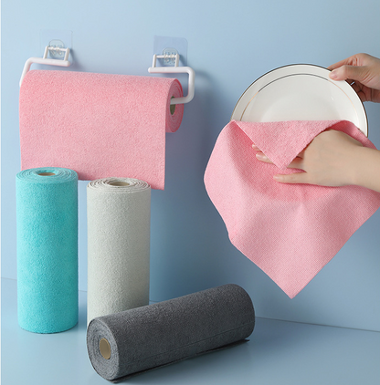 Christmas gift 50-Piece 25x25cm Polycotton Cleaning Cloth Roll, Reusable Dual-Use Dish & Surface Wipes for Home & Kitchen（green）