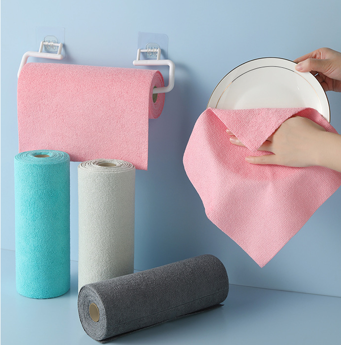 Christmas gift 50-Piece 25x25cm Polycotton Cleaning Cloth Roll, Reusable Dual-Use Dish & Surface Wipes for Home & Kitchen（orange）