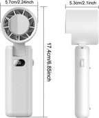 Portable Handheld Turbo Fan with Cooling Tech, Digital Display, 100-Speed Control, Rechargeable 4-in-1 Personal Fan for Travel, Outdoor, Office (White)