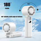 Portable Handheld Turbo Fan with Cooling Tech, Digital Display, 100-Speed Control, Rechargeable 4-in-1 Personal Fan for Travel, Outdoor, Office (White)