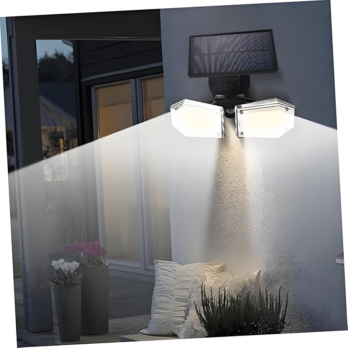 Solar Motion Sensor Wall Light: Double-Head Adjustable Cob LED Outdoor Light for Garden, Patio & Pathway