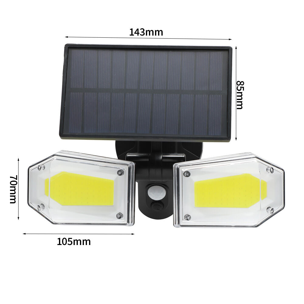 Solar Motion Sensor Wall Light: Double-Head Adjustable Cob LED Outdoor Light for Garden, Patio & Pathway