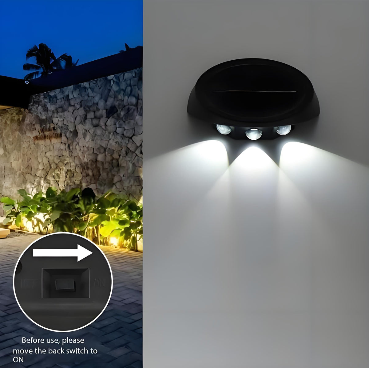 Solar Outdoor Wall Lights (4-Pack): IP44 Waterproof LED Sconces for Garden, Patio & Pathway Lighting（Warm light）