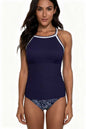Spot Eco-friendly Fabric Navy Round Neck Swimsuit Sexy Tankini Size L