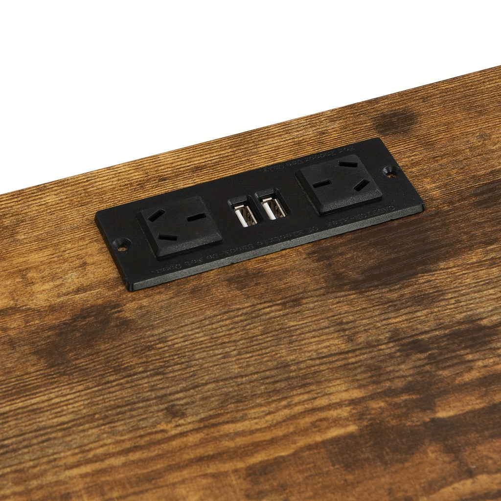 Console Table with 3 Drawers, Industrial Entryway Table with 3 Tier Storage Shelves