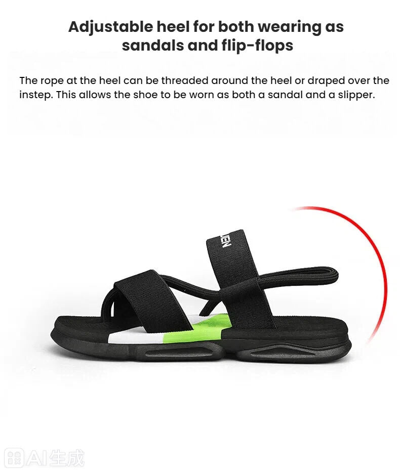 Men's 3-Color Convertible Sandals & Slippers, Outdoor Non-Slip EVA Thick-Sole Beach Shoes for Dual Wear(black-44)