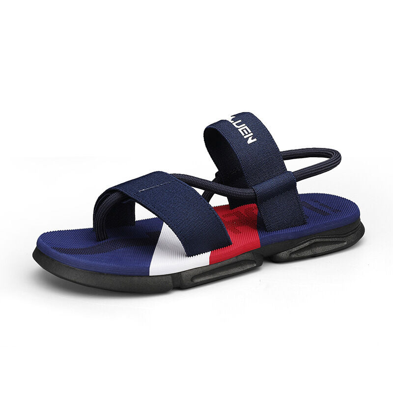 Men's 3-Color Convertible Sandals & Slippers, Outdoor Non-Slip EVA Thick-Sole Beach Shoes for Dual Wear(dark blue-37)