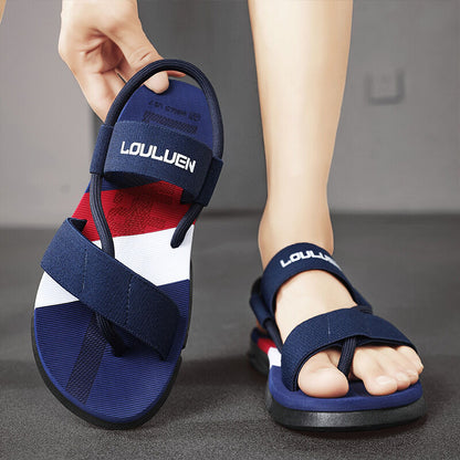 Men's 3-Color Convertible Sandals & Slippers, Outdoor Non-Slip EVA Thick-Sole Beach Shoes for Dual Wear(dark blue-38)