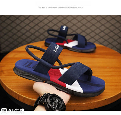 Men's 3-Color Convertible Sandals & Slippers, Outdoor Non-Slip EVA Thick-Sole Beach Shoes for Dual Wear(dark blue-39)
