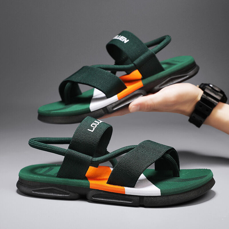 Men's 3-Color Convertible Sandals & Slippers, Outdoor Non-Slip EVA Thick-Sole Beach Shoes for Dual Wear(green-37)