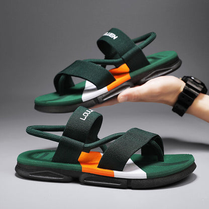 Men's 3-Color Convertible Sandals & Slippers, Outdoor Non-Slip EVA Thick-Sole Beach Shoes for Dual Wear(green-37)