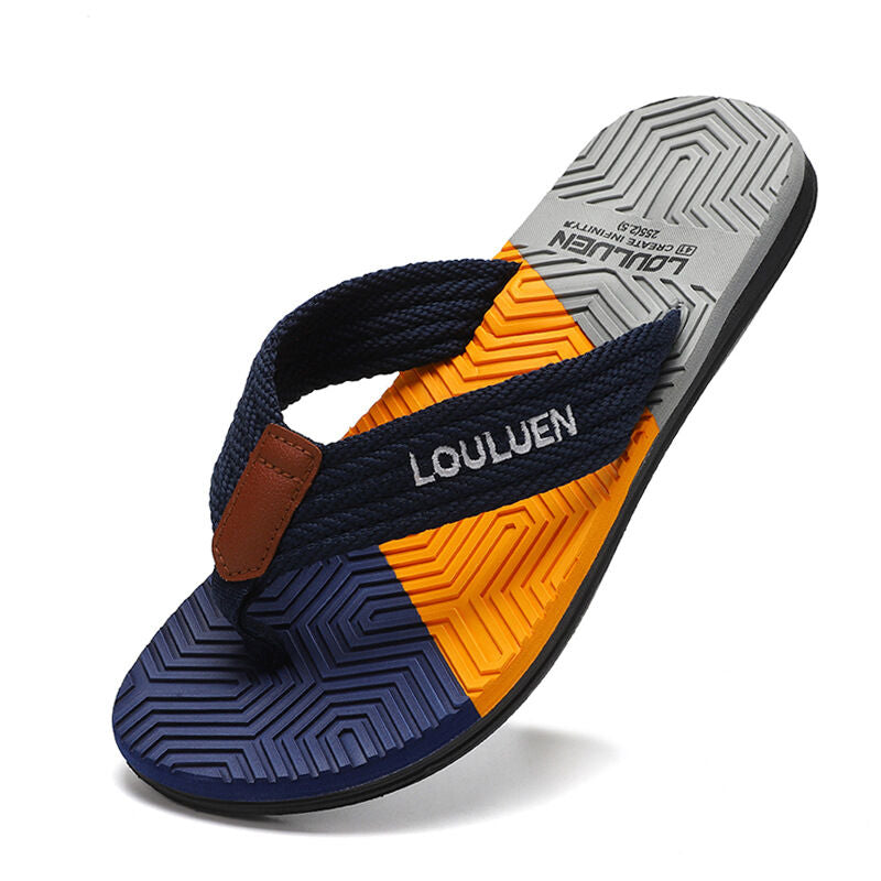 Men's Flip Flops with EVA-PVC Dual Sole, 3 Colors (Black/Blue/Green) for Comfort & Style for Summer Beach & Daily Wear(Blue)