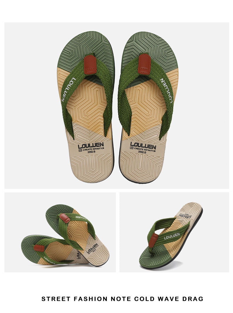 Men's Flip Flops with EVA-PVC Dual Sole, 3 Colors (Black/Blue/Green) for Comfort & Style for Summer Beach & Daily Wear(green)