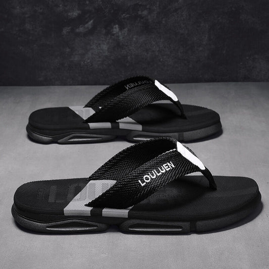 Men's Flip Flops: 4 Colors, EVA-PVC Blend, Comfort & Style for Summer Beach & Daily Wear(Black-gray-42)