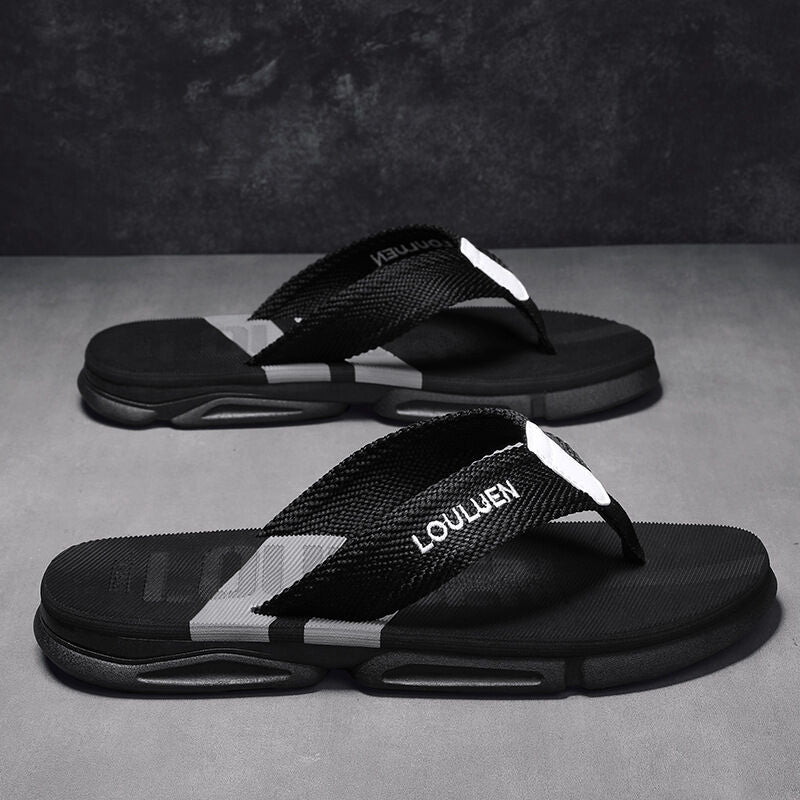Men's Flip Flops: 4 Colors, EVA-PVC Blend, Comfort & Style for Summer Beach & Daily Wear(Black-gray-43)