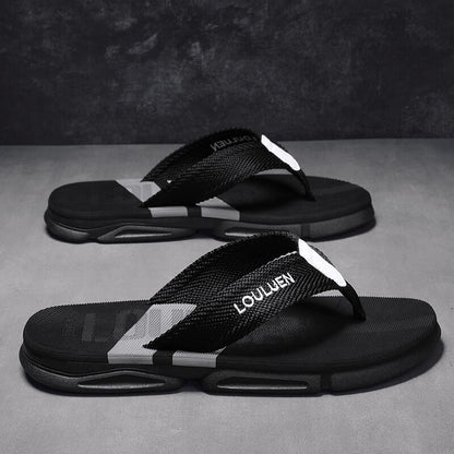 Men's Flip Flops: 4 Colors, EVA-PVC Blend, Comfort & Style for Summer Beach & Daily Wear(Black-gray-44)