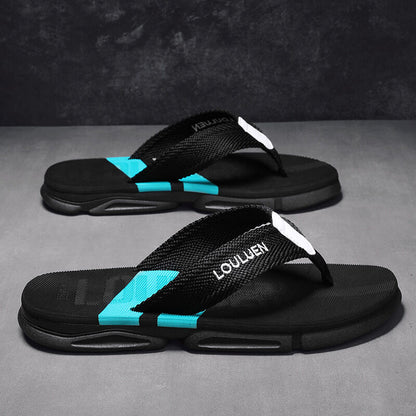 Men's Flip Flops: 4 Colors, EVA-PVC Blend, Comfort & Style for Summer Beach & Daily Wear(Black-green-43)