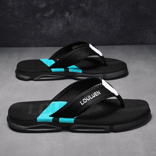Men's Flip Flops: 4 Colors, EVA-PVC Blend, Comfort & Style for Summer Beach & Daily Wear(Black-green-45)