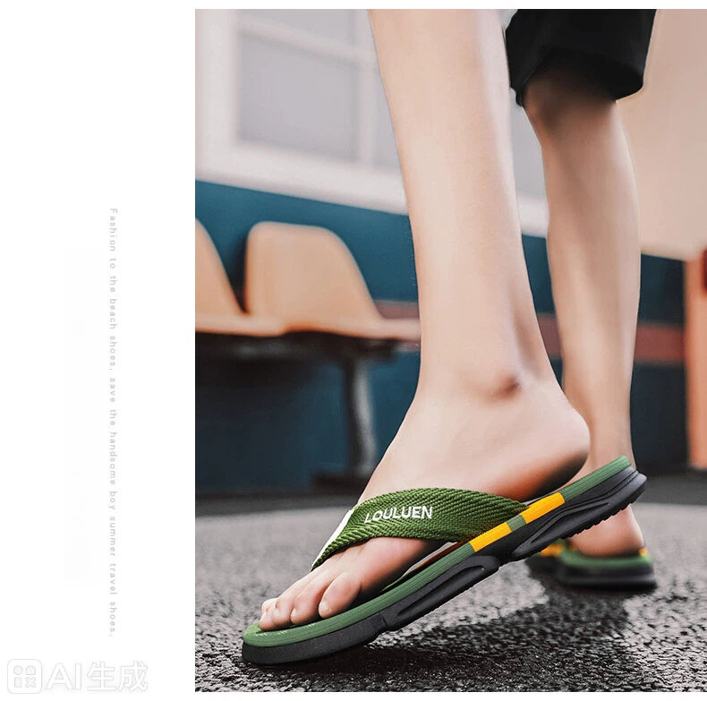 Men's Flip Flops: 4 Colors, EVA-PVC Blend, Comfort & Style for Summer Beach & Daily Wear(Green-40)
