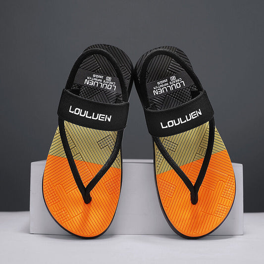 Men's Outdoor Non-Slip Sandals, EVA Lightweight Thick-Sole Beach Slippers for Casual & Sports(black-39)