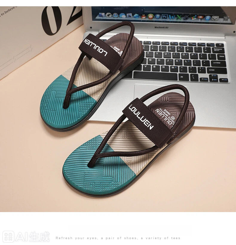 Men's Outdoor Non-Slip Sandals, EVA Lightweight Thick-Sole Beach Slippers for Casual & ports(brown-41)