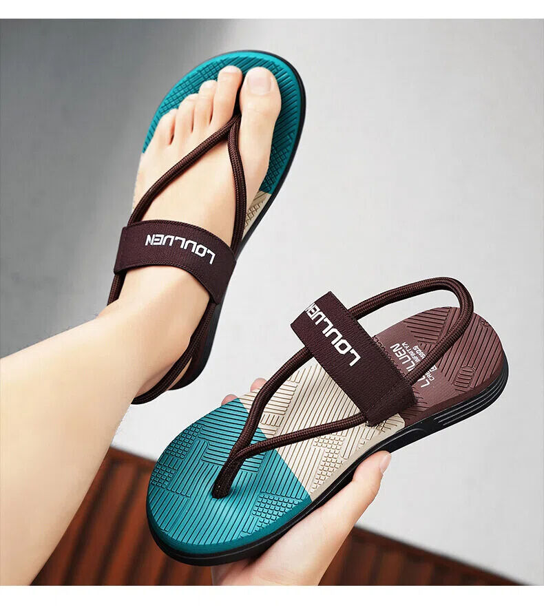 Men's Outdoor Non-Slip Sandals, EVA Lightweight Thick-Sole Beach Slippers for Casual & ports(brown-41)
