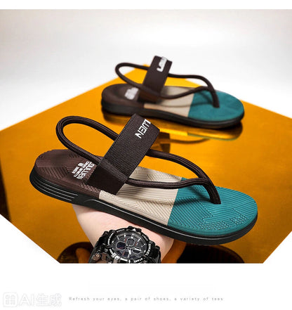 Men's Outdoor Non-Slip Sandals, EVA Lightweight Thick-Sole Beach Slippers for Casual &Sports(brown-43)