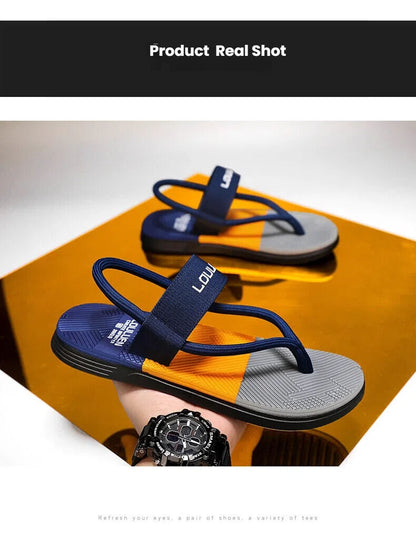 Men's Outdoor Non-Slip Sandals, EVA Lightweight Thick-Sole Beach Slippers for Casual & Sports(dark blue-41)