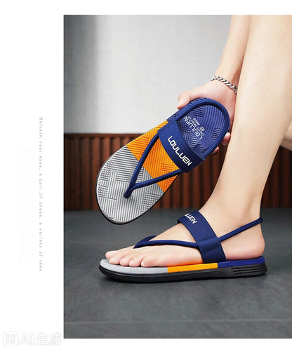 Men's Outdoor Non-Slip Sandals, EVA Lightweight Thick-Sole Beach Slippers for Casual & Sports(dark blue-43)