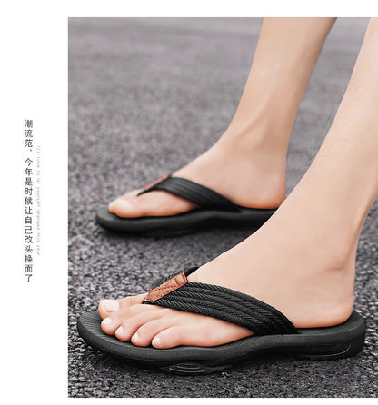 Men's Outdoor Non-Slip Flip Flops, 6 Colors EVA Lightweight Thick-Sole Beach Sandals for Casual & Sports(black-39)