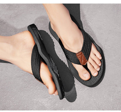 Men's Outdoor Non-Slip Flip Flops, 6 Colors EVA Lightweight Thick-Sole Beach Sandals for Casual & Sports(black-39)