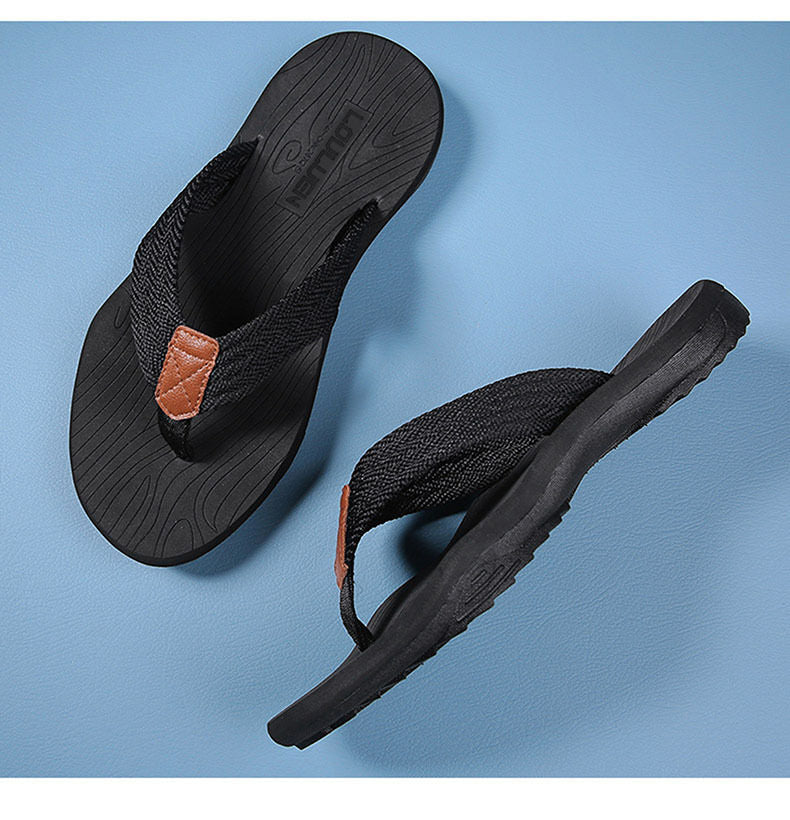 Men's Outdoor Non-Slip Flip Flops, 6 Colors EVA Lightweight Thick-Sole Beach Sandals for Casual & Sports(black-39)