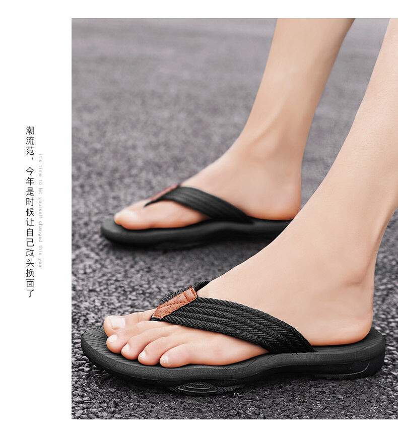Men's Outdoor Non-Slip Flip Flops, 6 Colors EVA Lightweight Thick-Sole Beach Sandals for Casual & Sports(black-40)