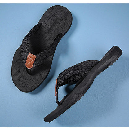 Men's Outdoor Non-Slip Flip Flops, 6 Colors EVA Lightweight Thick-Sole Beach Sandals for Casual & Sports(black-44)