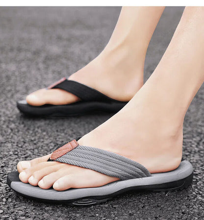 Men's Outdoor Non-Slip Flip Flops, 6 Colors EVA Lightweight Thick-Sole Beach Sandals for Casual & Sports(black and gray-39)