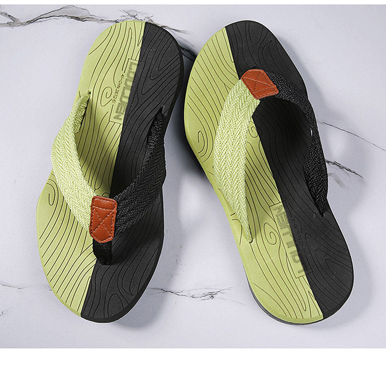 Men's Outdoor Non-Slip Flip Flops, 6 Colors EVA Lightweight Thick-Sole Beach Sandals for Casual & Sports(black and green-39)