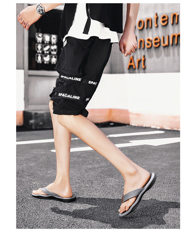 Men's Outdoor Non-Slip Flip Flops, 6 Colors EVA Lightweight Thick-Sole Beach Sandals for Casual & Sports(gray-41)