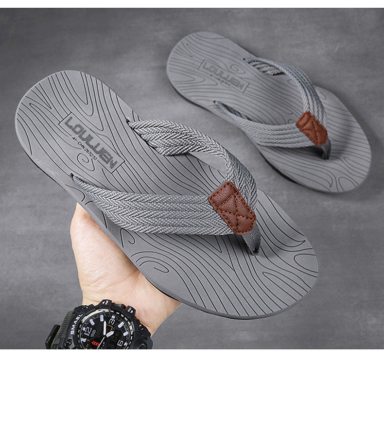 Men's Outdoor Non-Slip Flip Flops, 6 Colors EVA Lightweight Thick-Sole Beach Sandals for Casual & Sports(gray-45)